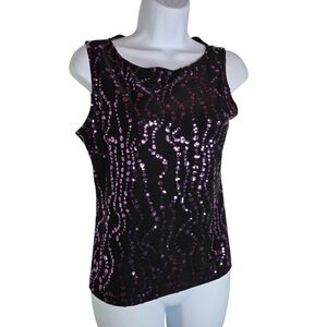 Vtg Y2k Alex Evening Sequin Shell Tank Top